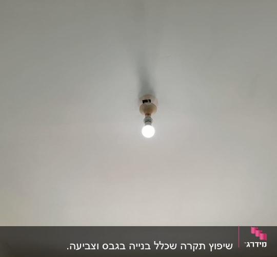 נורה חשמלית תלויה על תקרה לבנה